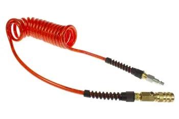 CO PU14-25CBG15-Q Flexcoil, 1/4" x 25', 1/4" NPT Swivel Strain Relief Fittings, Industrial CoBlo & Connector, Orange