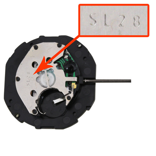 Far East Sunon 3 Hand Quartz Watch Movement SL28DD Day And Date At 3:00 Overall Height 6.0mm