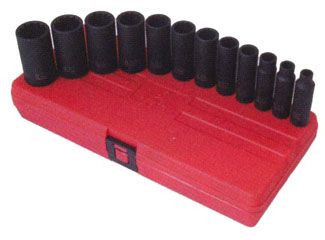 12pc 3/8 in dr.12 Point Deep Impact Socket Set SAE