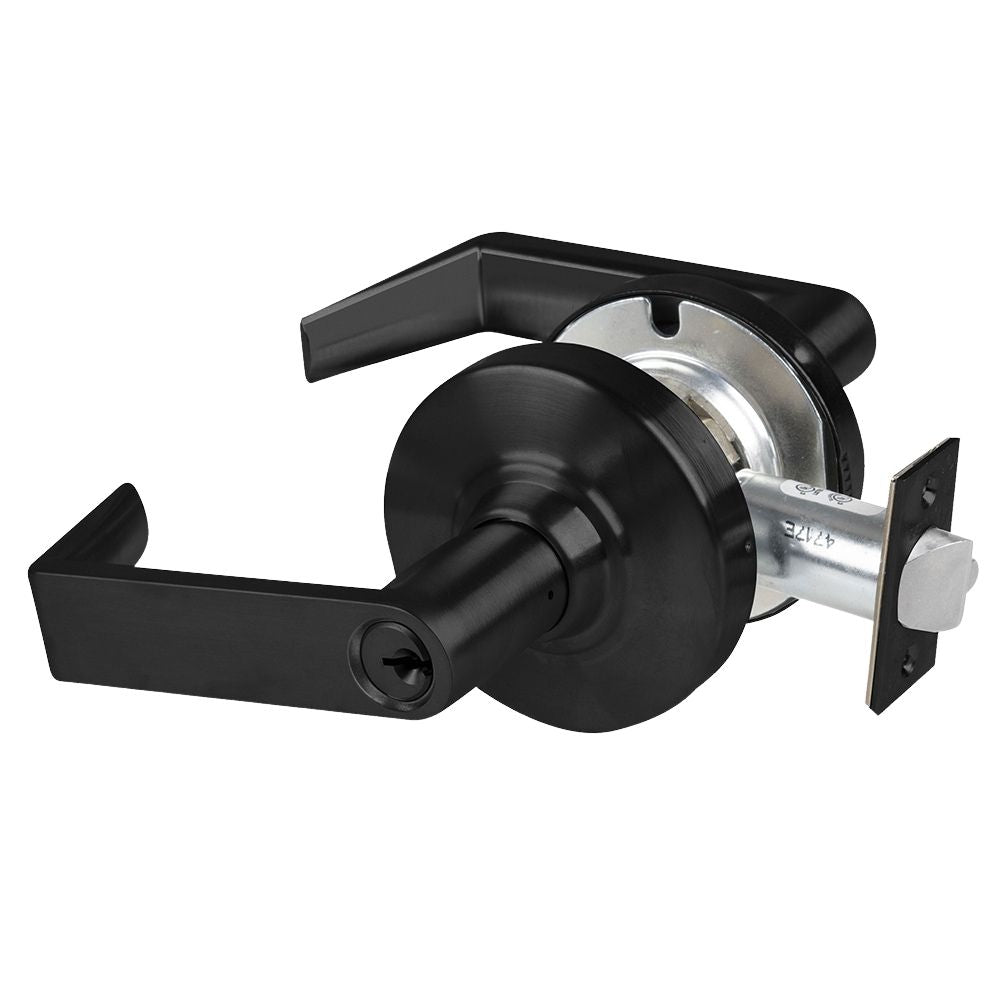 Schlage Grade 1 Storeroom Lock (Rhodes Lever, Standard Cylinder, Matte Black Finish) | SCH-ND80PD RHO 622