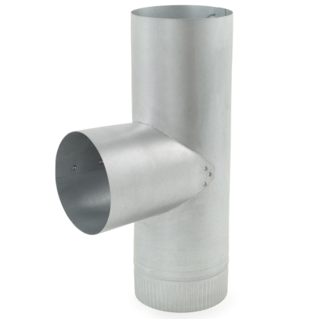 5" Galvanized Flue Tee, 24" Length, 26 GA