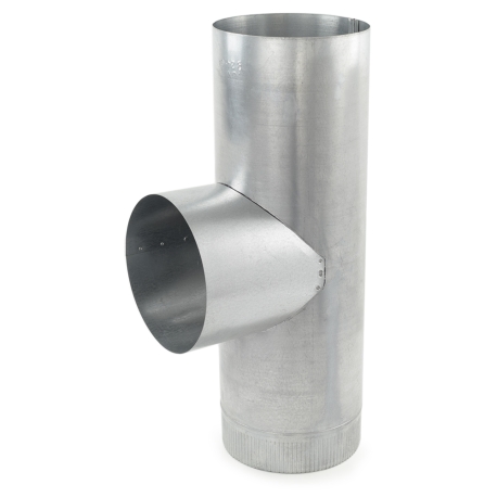 8" Galvanized Flue Tee, 24" Length, 24 GA