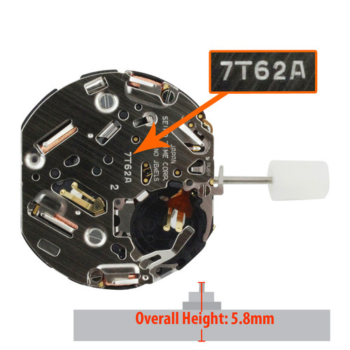 Genuine Seiko 3 Hand Watch Movement 7T62 Quartz Movement Overall Height 5.8mm