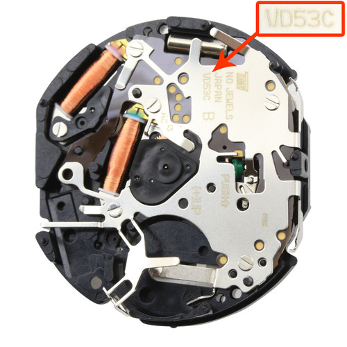 Hattori Japan 6 Hand Chrono Quartz Watch Movement VD53-LLB Date At 4:30 Overall Height 8.1mm
