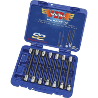 VIM Tools 14-Piece 3/8" Drive SAE Extra Long Hex & Ball Driver Set (HXL100)