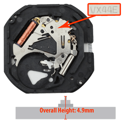 Epson Japan 3 Hand Watch Movement VX44W Quartz Movement OverallHeight 4.9mm