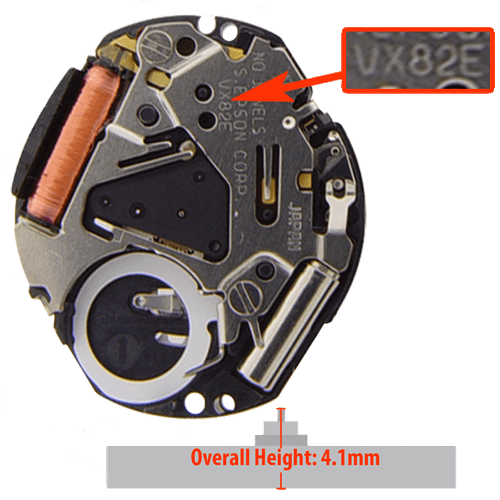Epson Japan 3 Hand Watch Movement VX82-6 Quartz Movement Overall Height 4.1mm