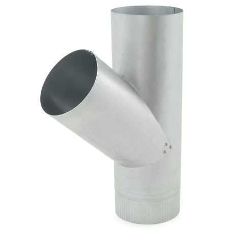4" Galvanized Flue Wye, 12" Length, 26 GA
