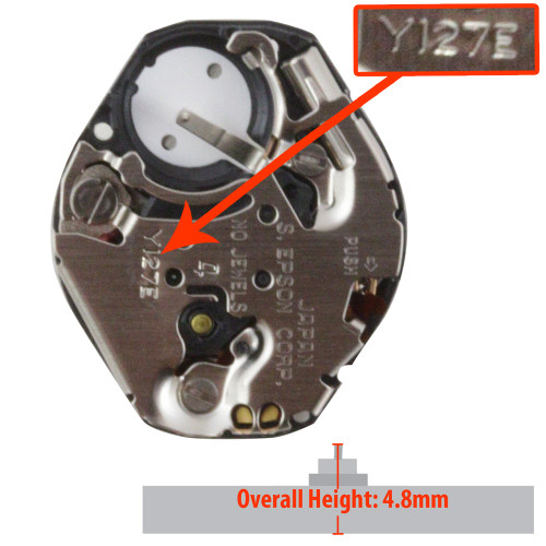 Epson Japan 3 Hand Quartz Watch Movement Y127 High Torque Version Of Y121 Overall Height 4.8mm