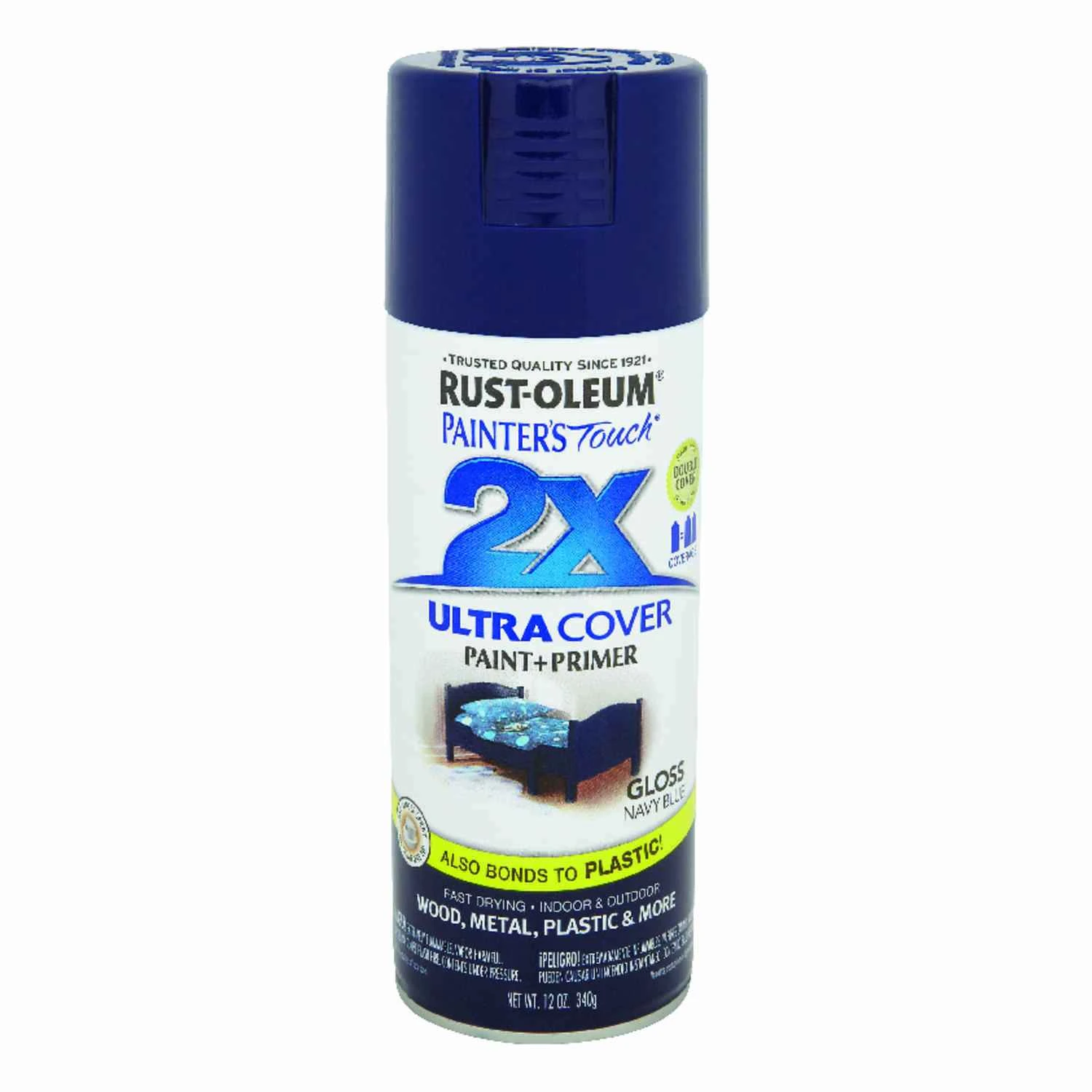 Painter's Touch 2x Ultra Cover 12 Oz. Gloss Paint + Primer Spray Paint, Navy Blue
