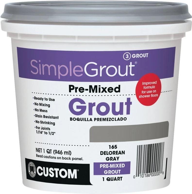 Pre-mixed Grout, Delorean Gray, Qt.