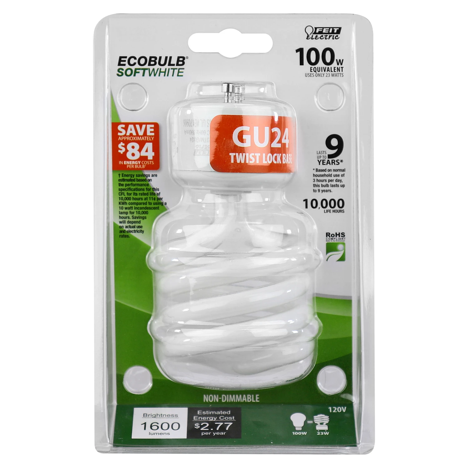 100w Equivalent Soft White (2700k) Spiral Gu24 Cfl Light Bulb