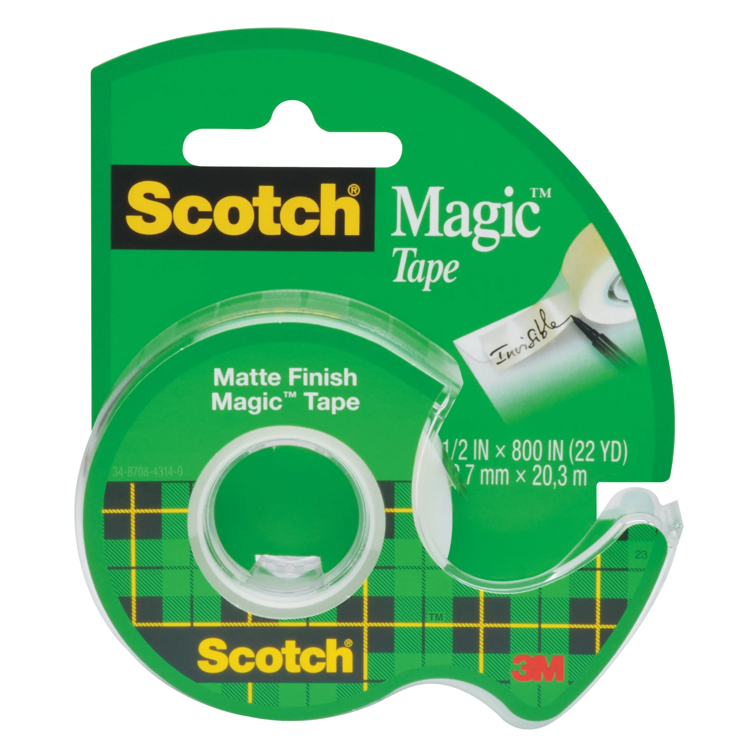 Magic Tape, 1/2 In. X 800 In. With Dispenser