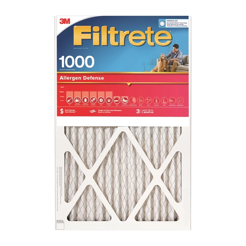 20x20 X 1 In. Micro Allergen Defense Pleated Furnace Air Filter, Red, Mpr 1000, 3 Months