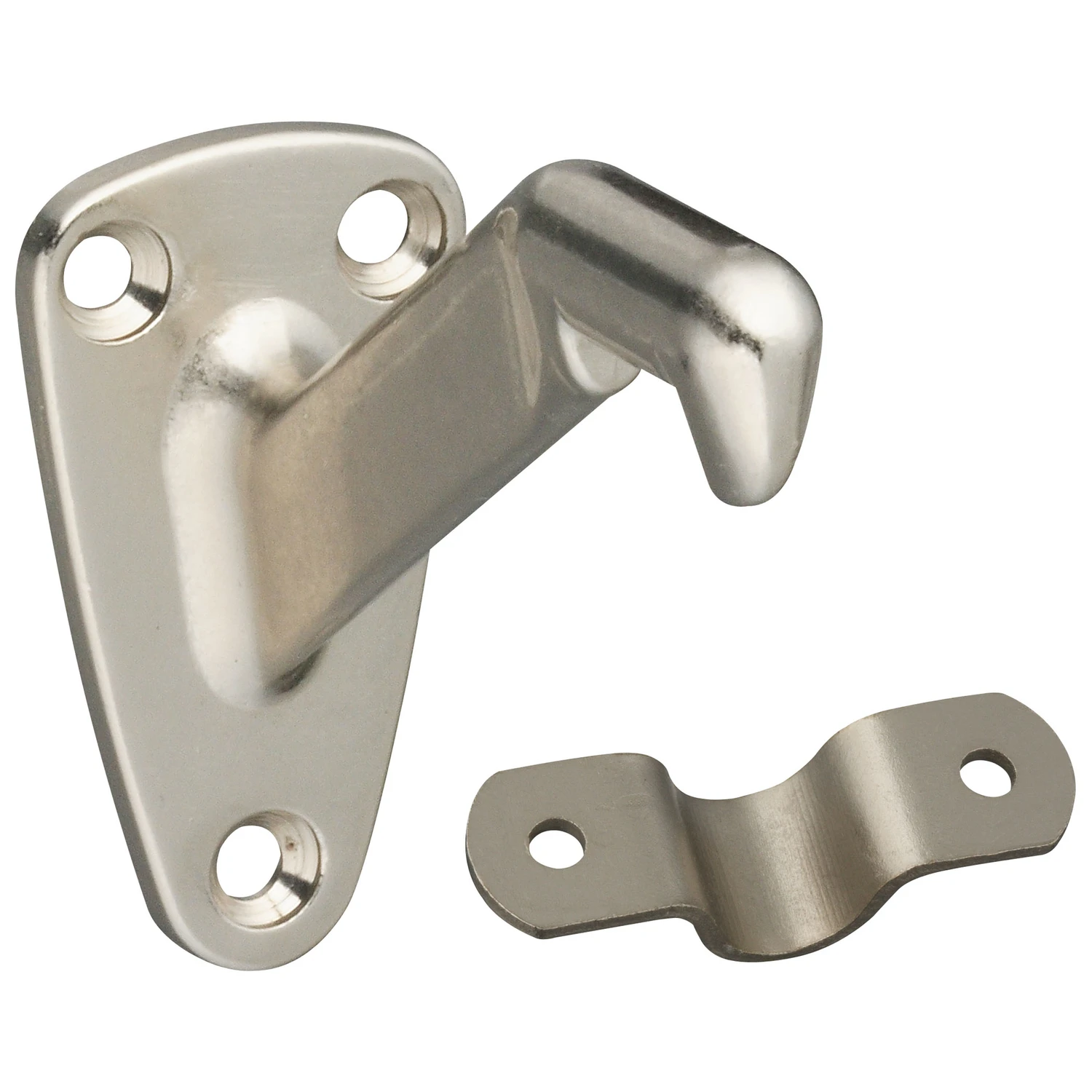 Satin Nickel Handrail Bracket With Steel Strap, Model N325548