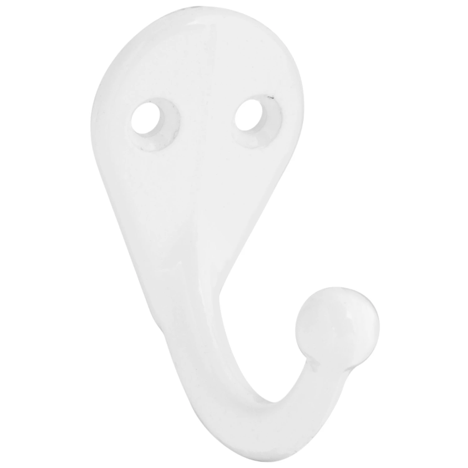 Wall Hook For Clothes, Single Prong, White, 2-pk.