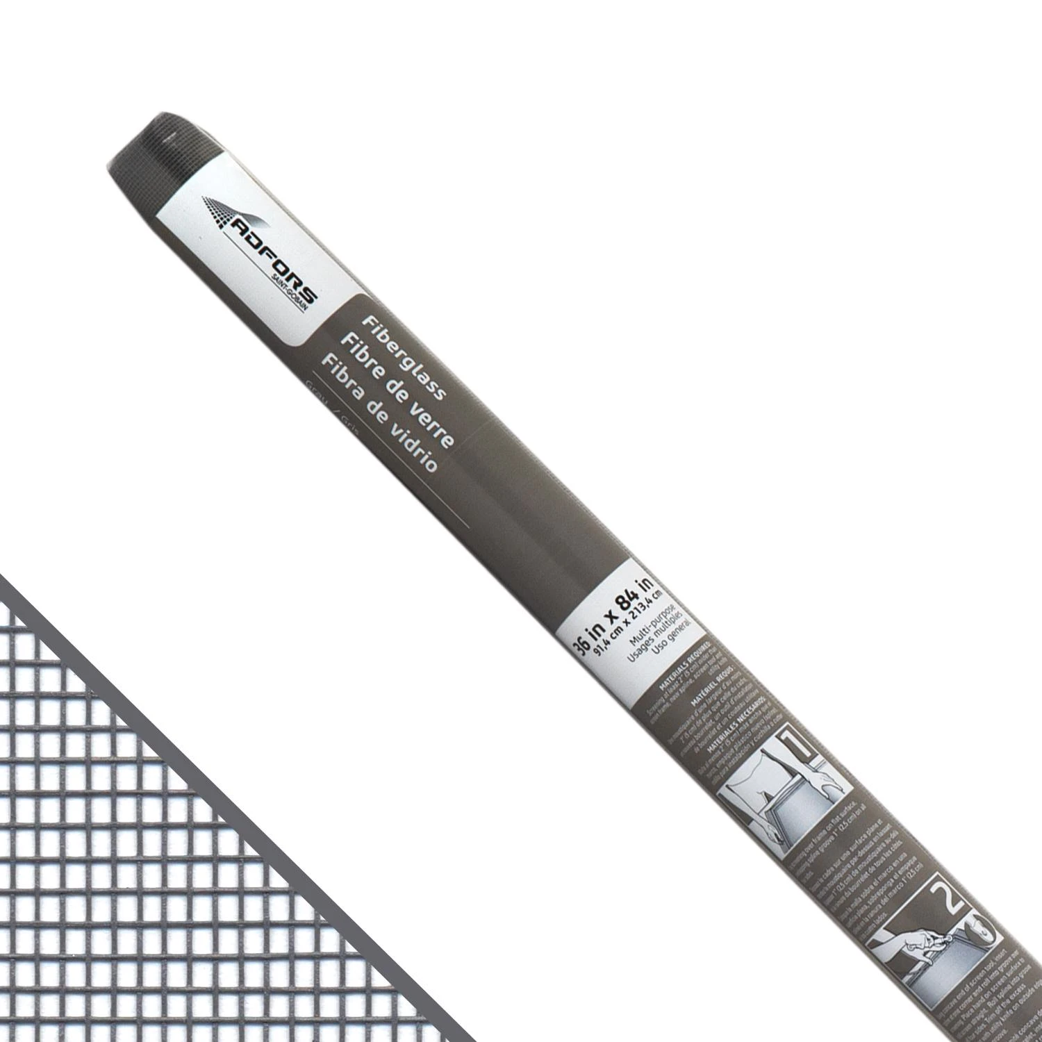 Fiberglass Window Screen, Gray, 36 In. X 7 Ft.