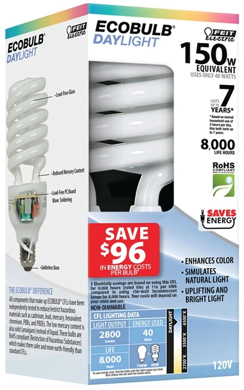 150-watt Equivalent Daylight A21 Spiral Cfl Light Bulb