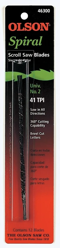 41tpi Spiral Plain End Scroll Saw Blade (12 Count)
