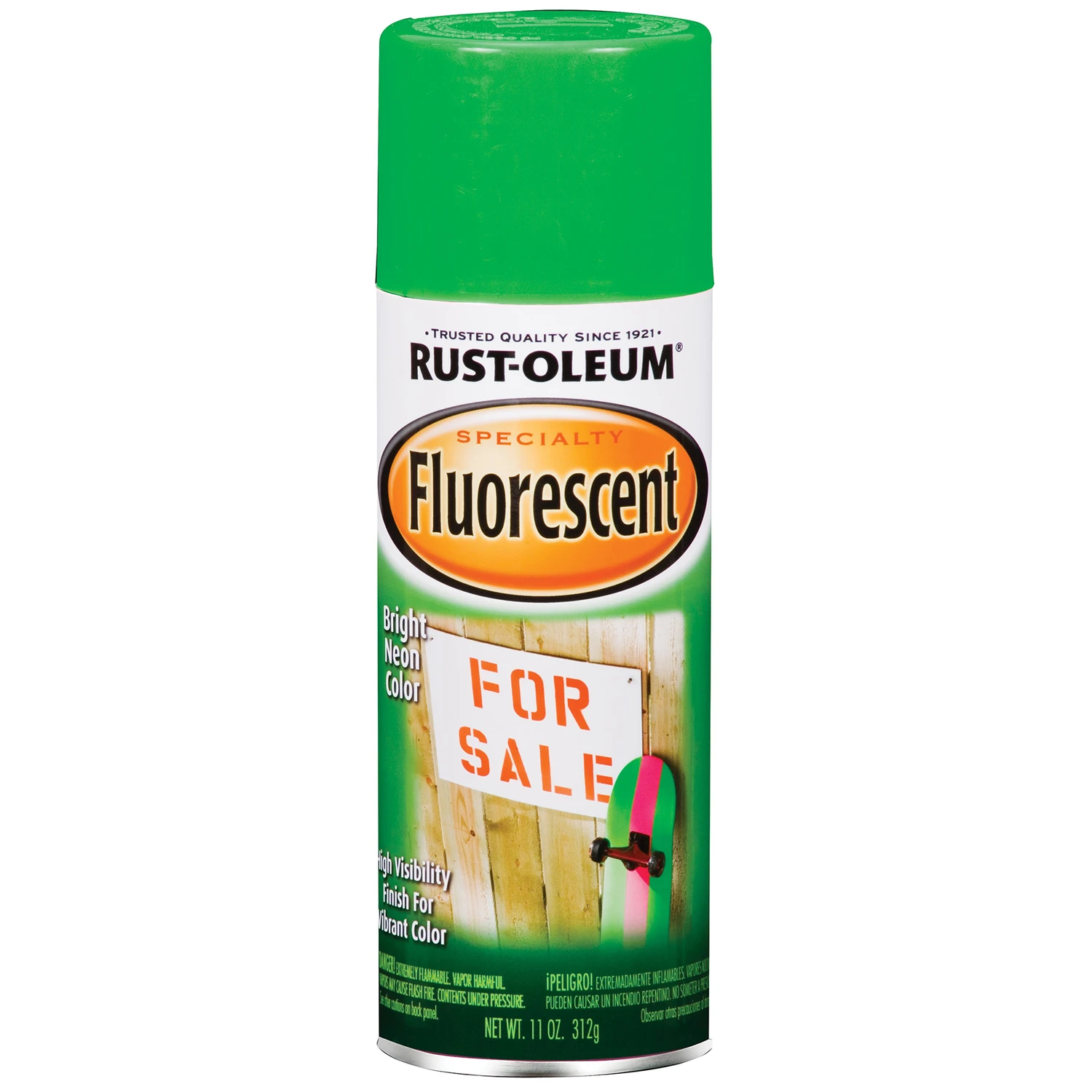 11 Oz. Gloss Fluorescent Green Spray Paint - High Visibility Finish