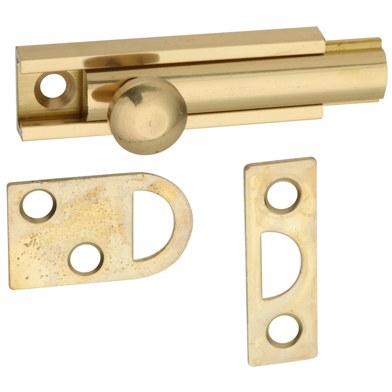 Gallery Series 2 In. Polished Brass Door Surface Bolt - Solid Brass Finish