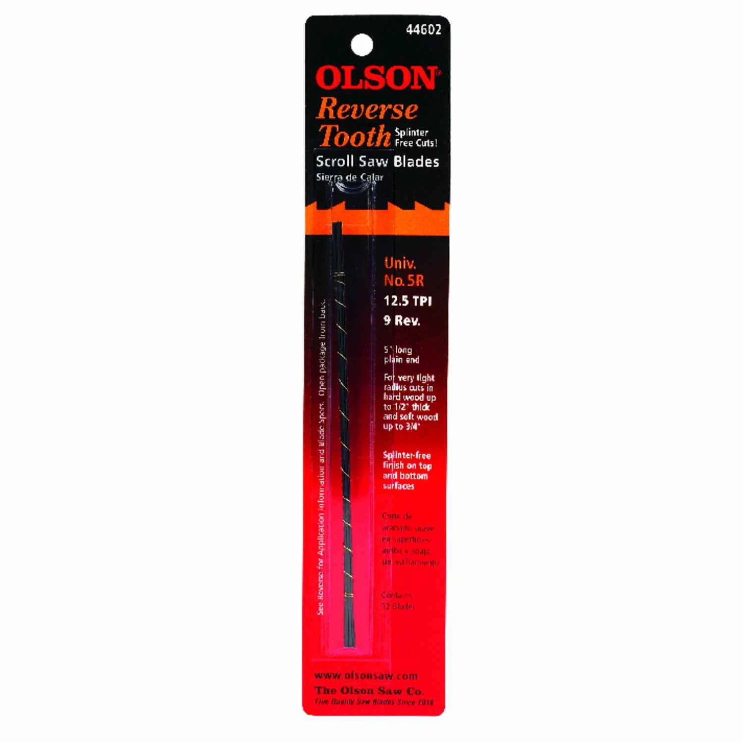 12.5tpi Reverse Tooth Plain End Scroll Saw Blade (12 Count)