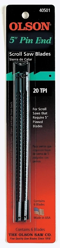 20tpi Regular Pin End Scroll Saw Blade (6 Count)