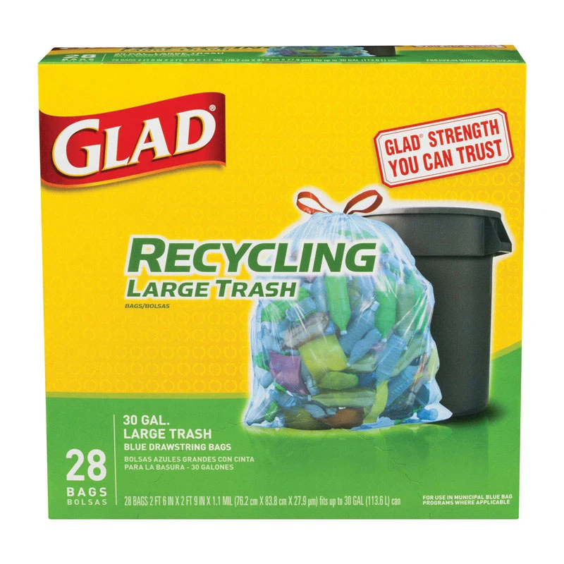 Recycling 30 Gal. Large Blue Trash Bag (28-count)