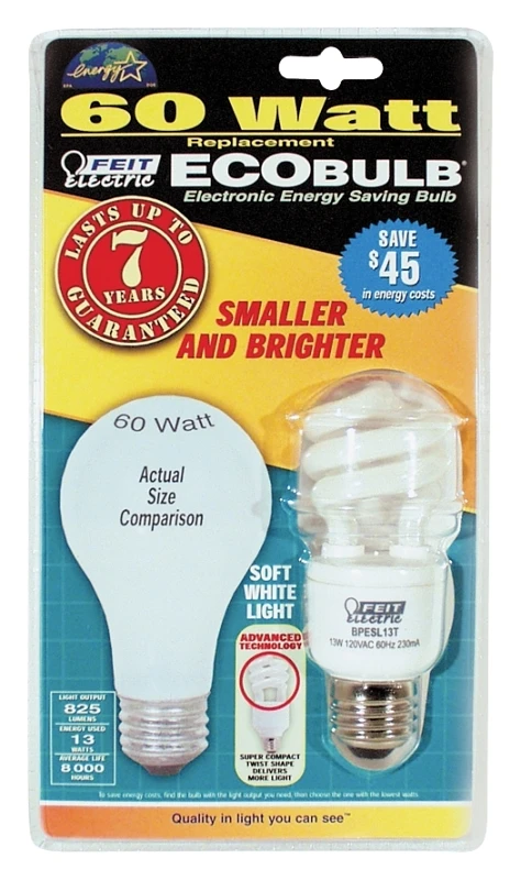 Bpesl13t-e 13 Watt Compact Fluorescent Lamp Mini Twist Bulb