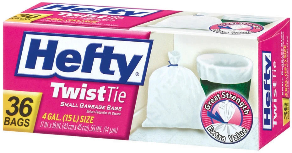 Hefty 4 Gal. White Drawstring Unscented Trash Bag (34-count)