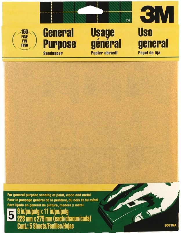 Aluminum Oxide Sandpaper, 150-grit, 9 X 11 In., 5-pk.
