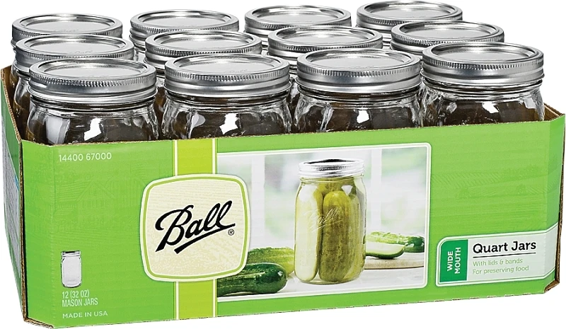 1 Quart Wide Mouth Mason Canning Jar (12-count)