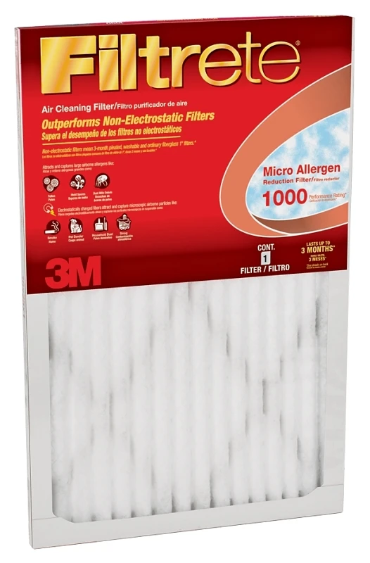 16x25 X 1 In. Micro Allergen Defense Pleated Furnace Air Filter, Red, Mpr 1000, 3 Months