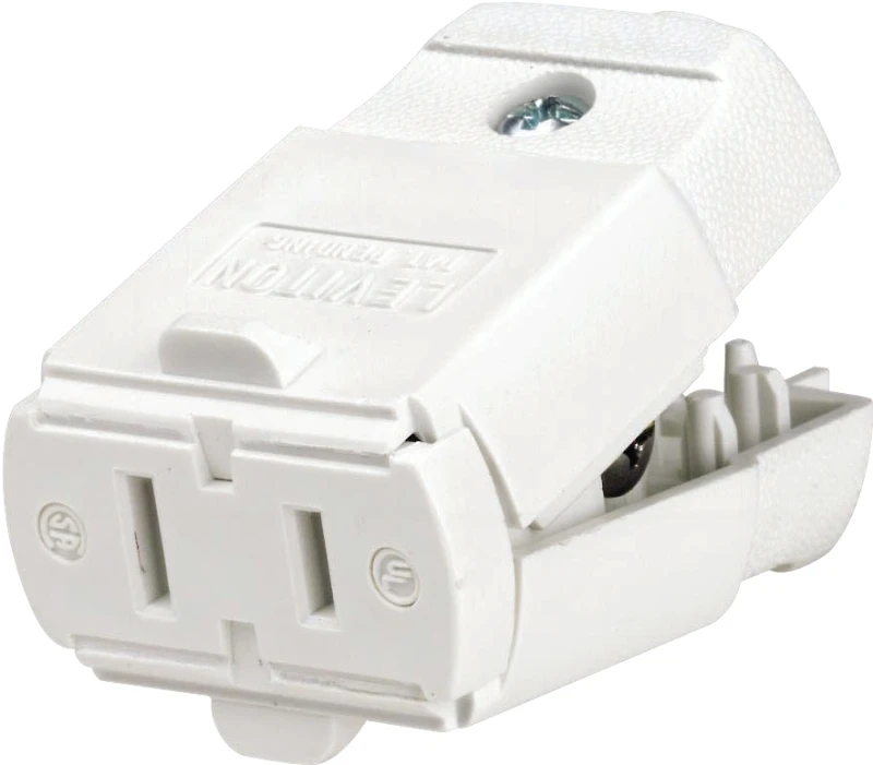 Hinged Cord Connector 15a 125v | White, 2-wire, 2-pole