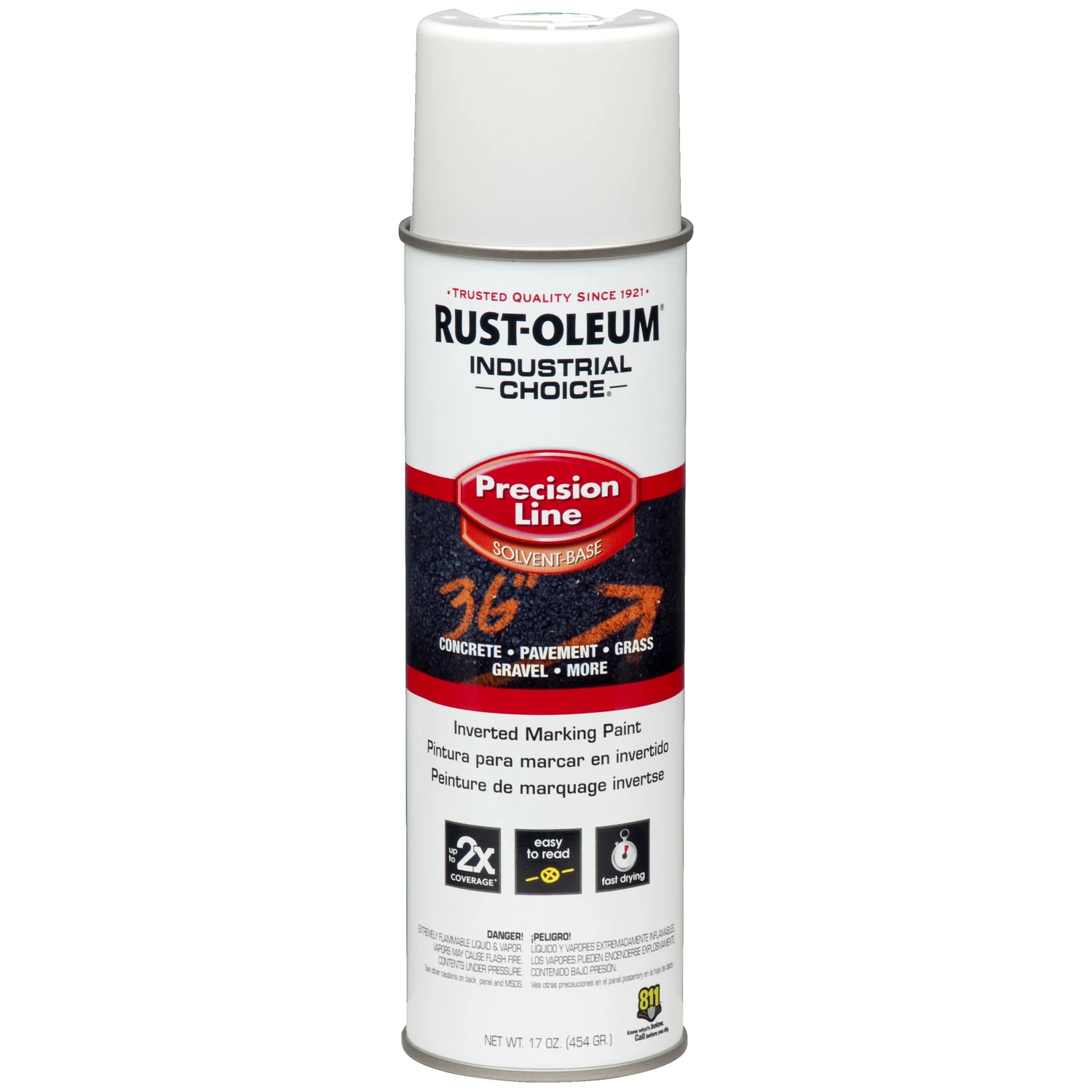 17 Oz. White Inverted Marking Spray Paint - Solvent-based