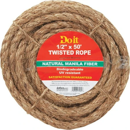 1/2" X 50' Twisted Manila Rope - Durable And Versatile For All Your Needs