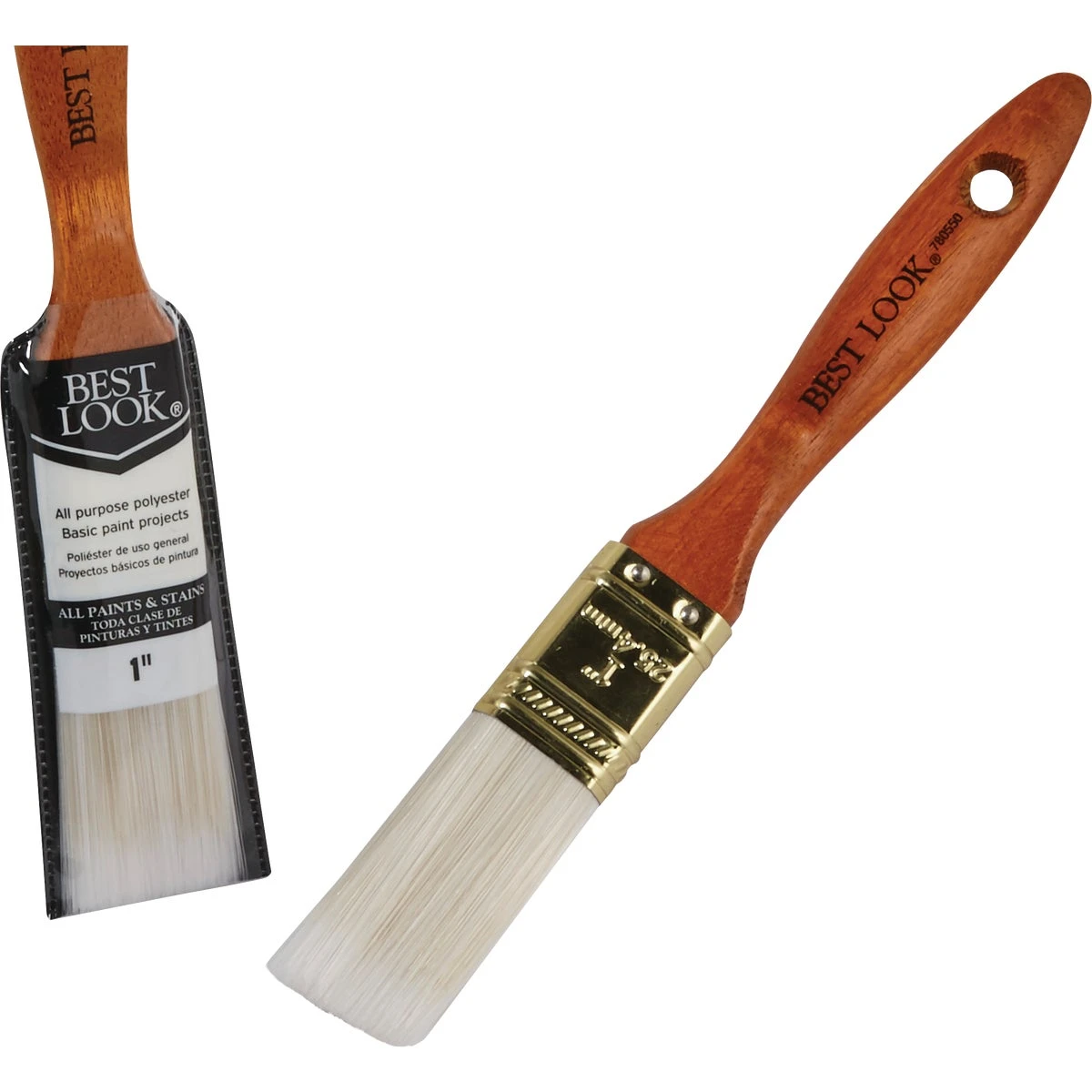 1 Inch Flat Polyester Paint Brush With Wood Handle