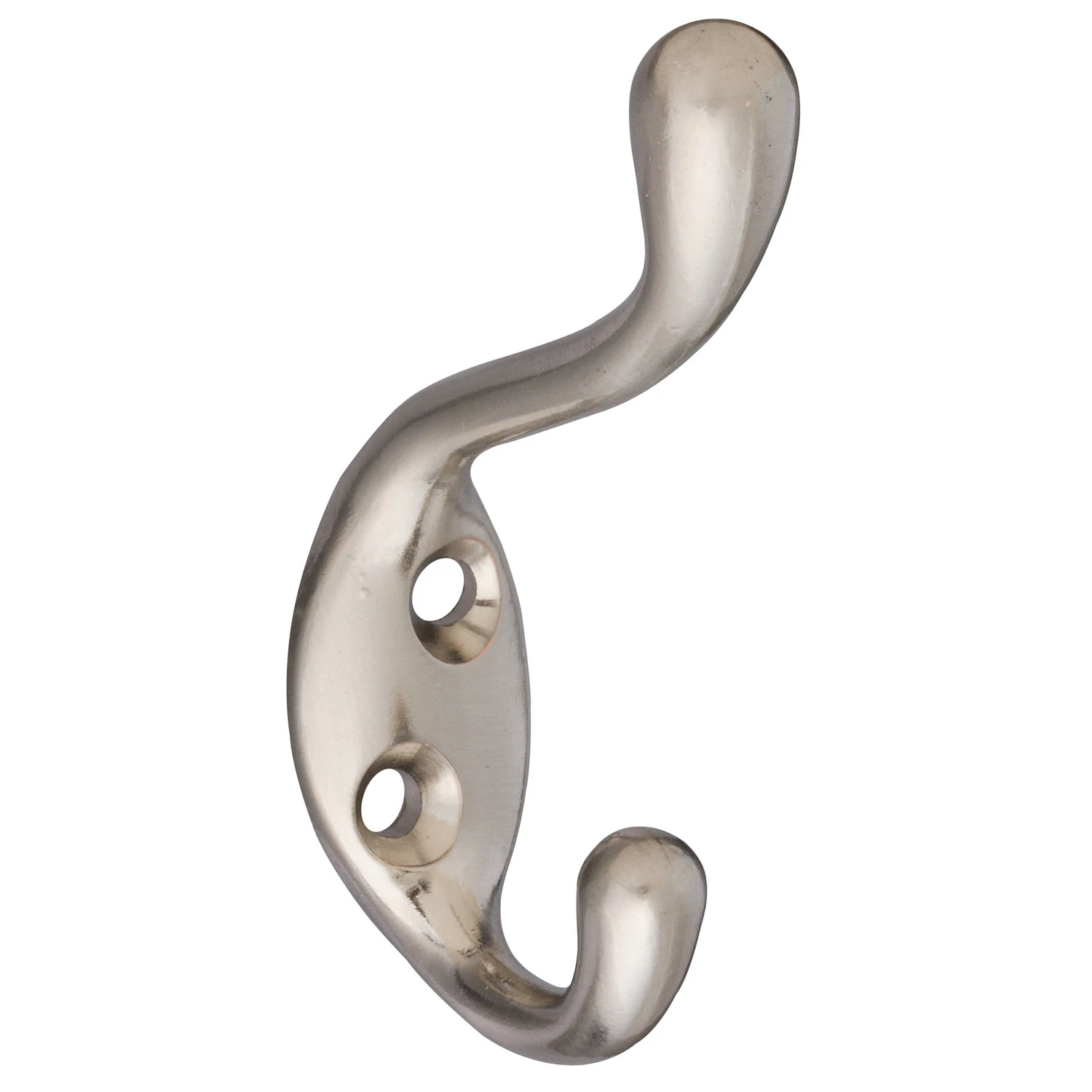 Hat & Coat Hook, Heavy-duty, Satin Nickel, Holds 75-lbs.