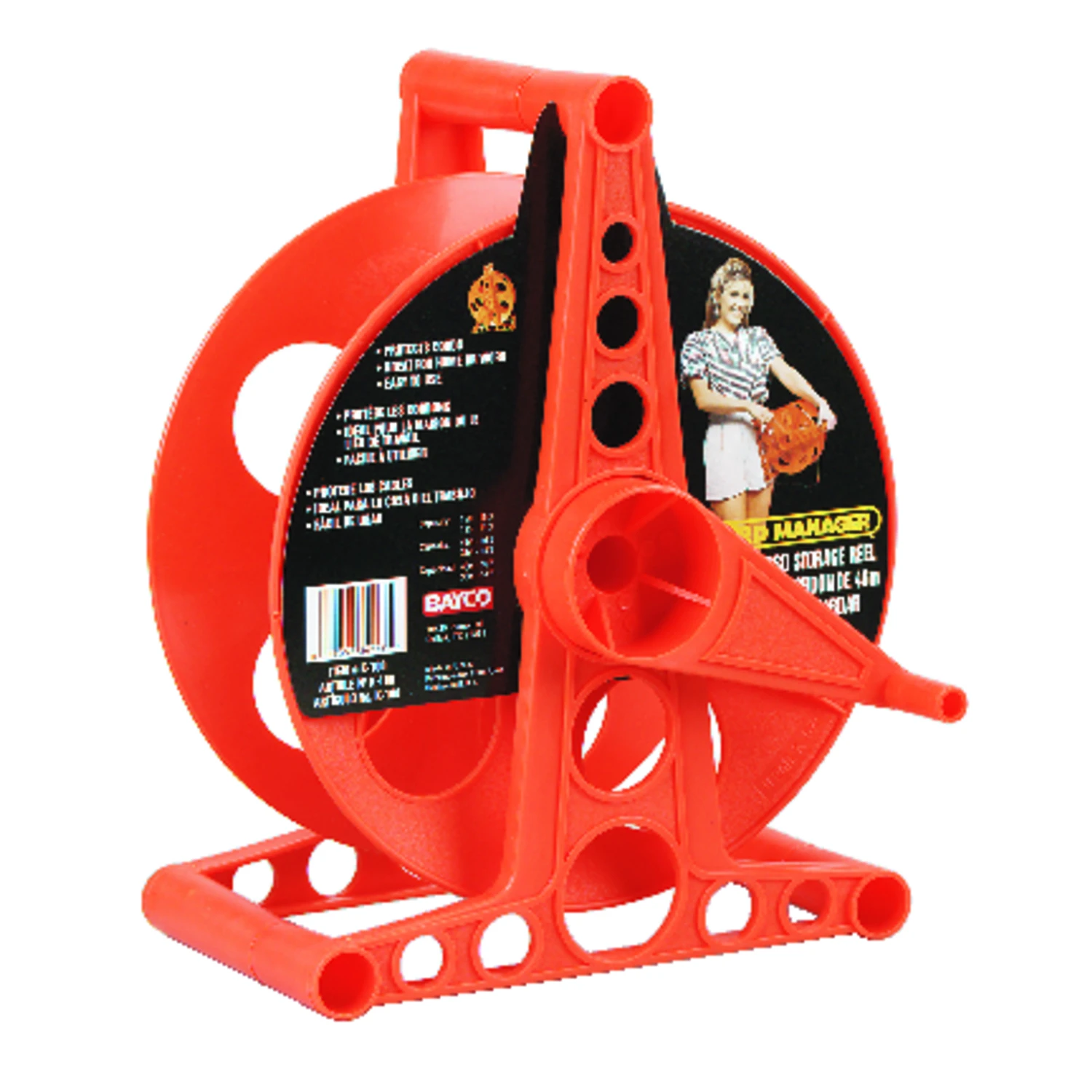 Cord Storage Reel With Stand, Orange, Holds 150-ft.