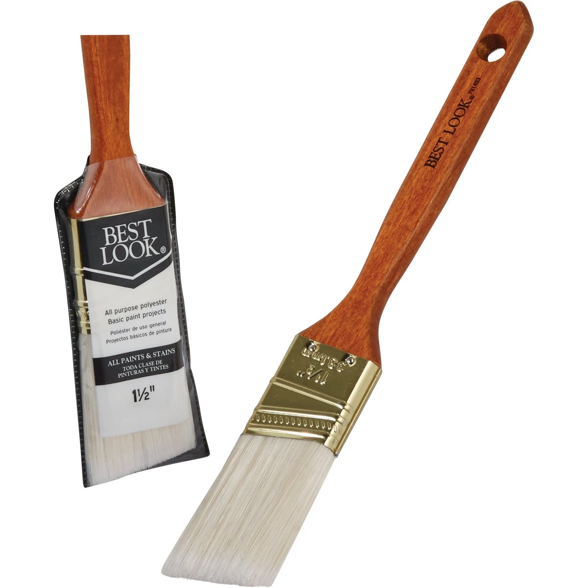 1.5 In. Angle Polyester Paint Brush With Solid Wood Handle