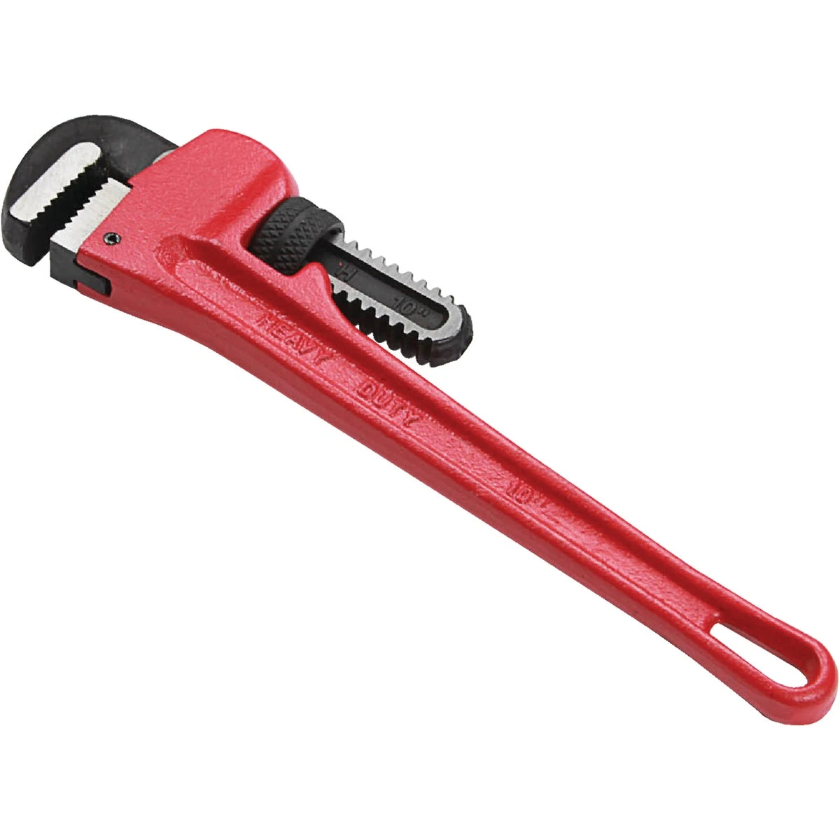 10-inch Heavy-duty Steel Pipe Wrench With Red Malleable Cast-iron Handle