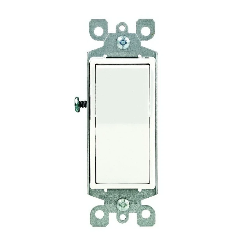 Decora Residential Grade 15 Amp Rocker Single Pole Switch, White
