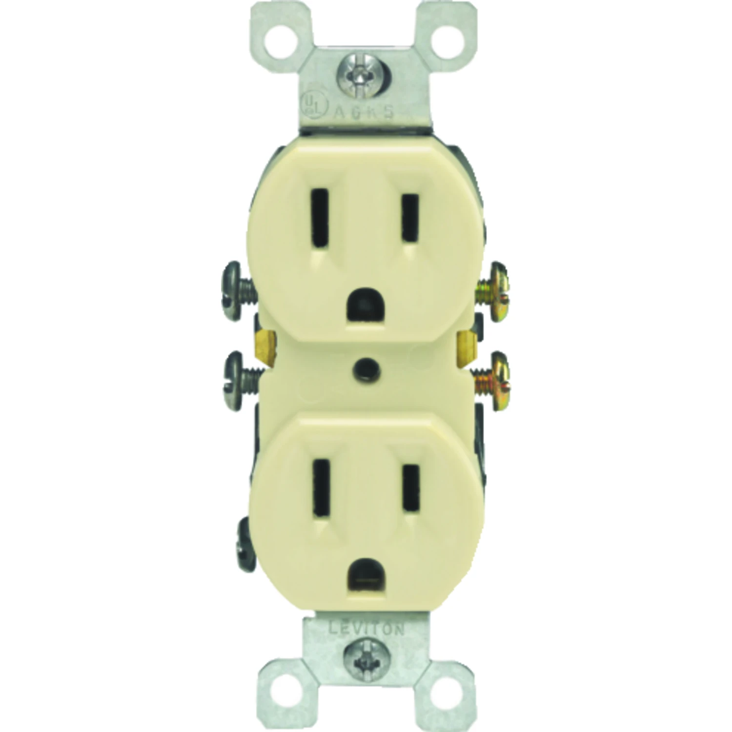 15a Ivory Shallow Grounded 5-15r Duplex Outlet (10-pack)