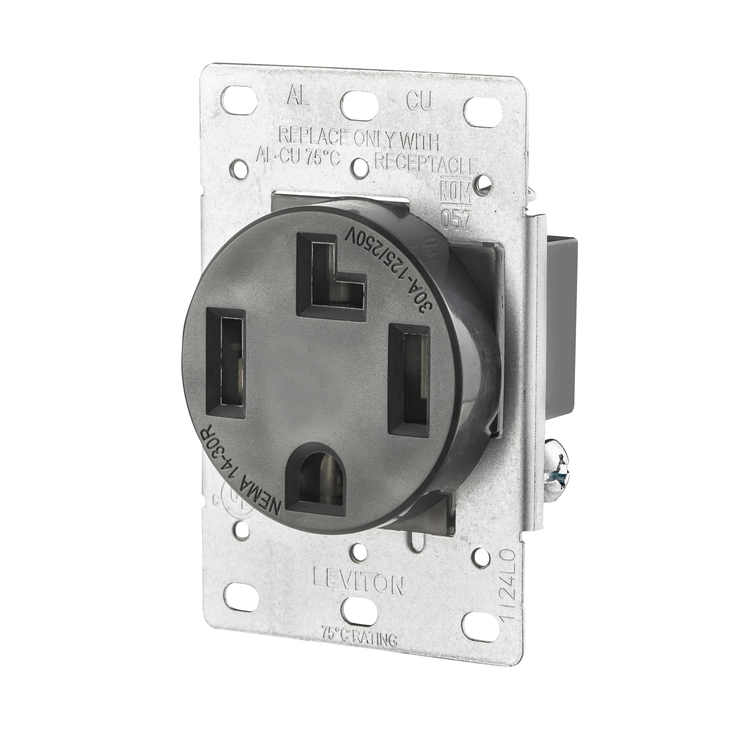 30a Flush Mount Black 14-30r 4-wire Dryer Power Outlet