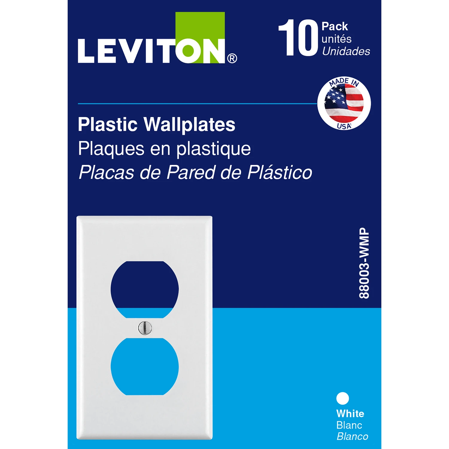 1-gang Smooth Plastic Outlet Wall Plate, White (10-pack)