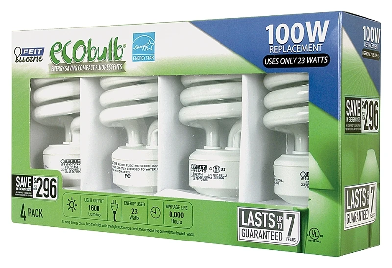 Ecobulb 23 Watts A19 2.5 In. L Soft White Cfl Bulb Utility 1600 Lumens 4 Pk