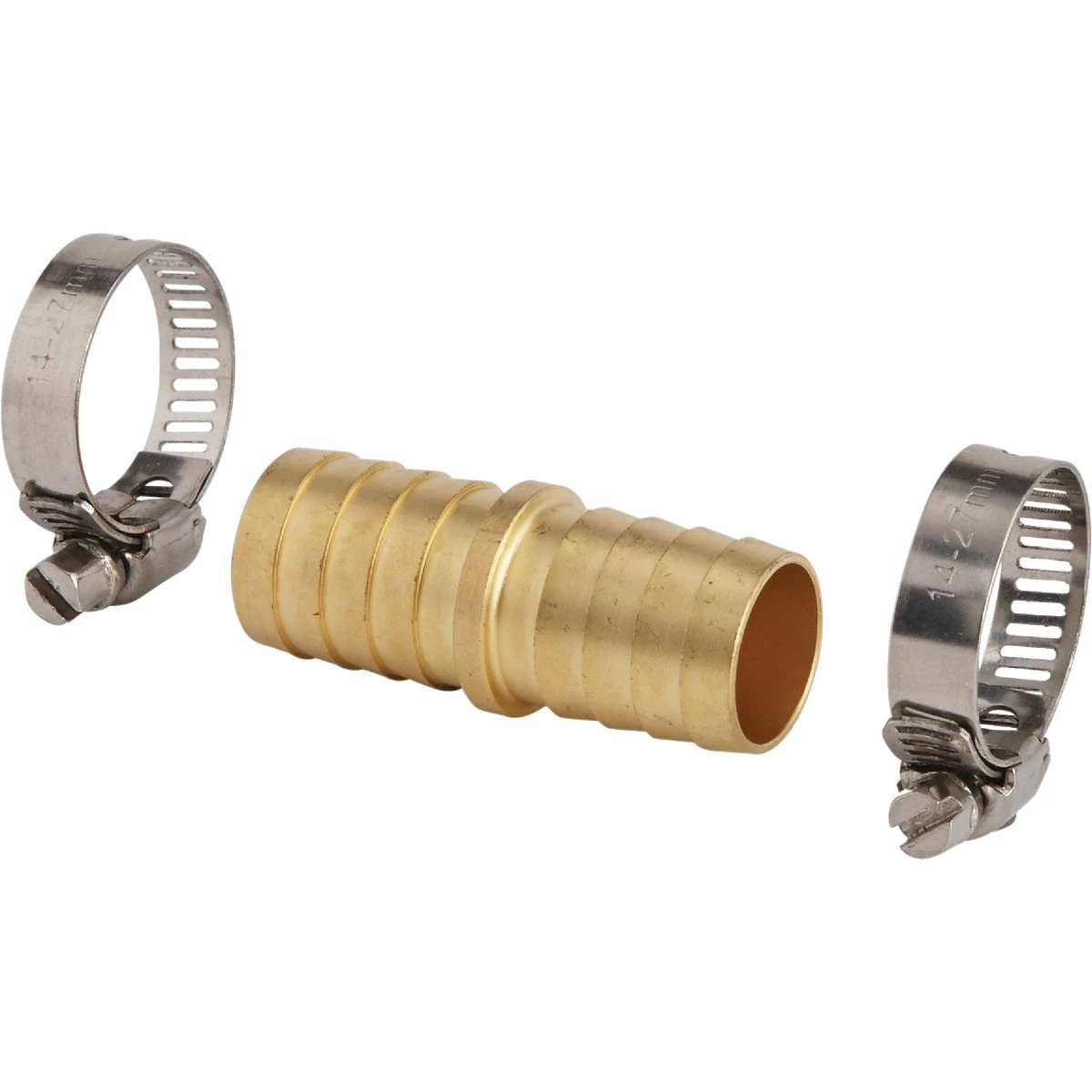3/4 In. Brass Hose End Mender With Stainless Steel Clamps