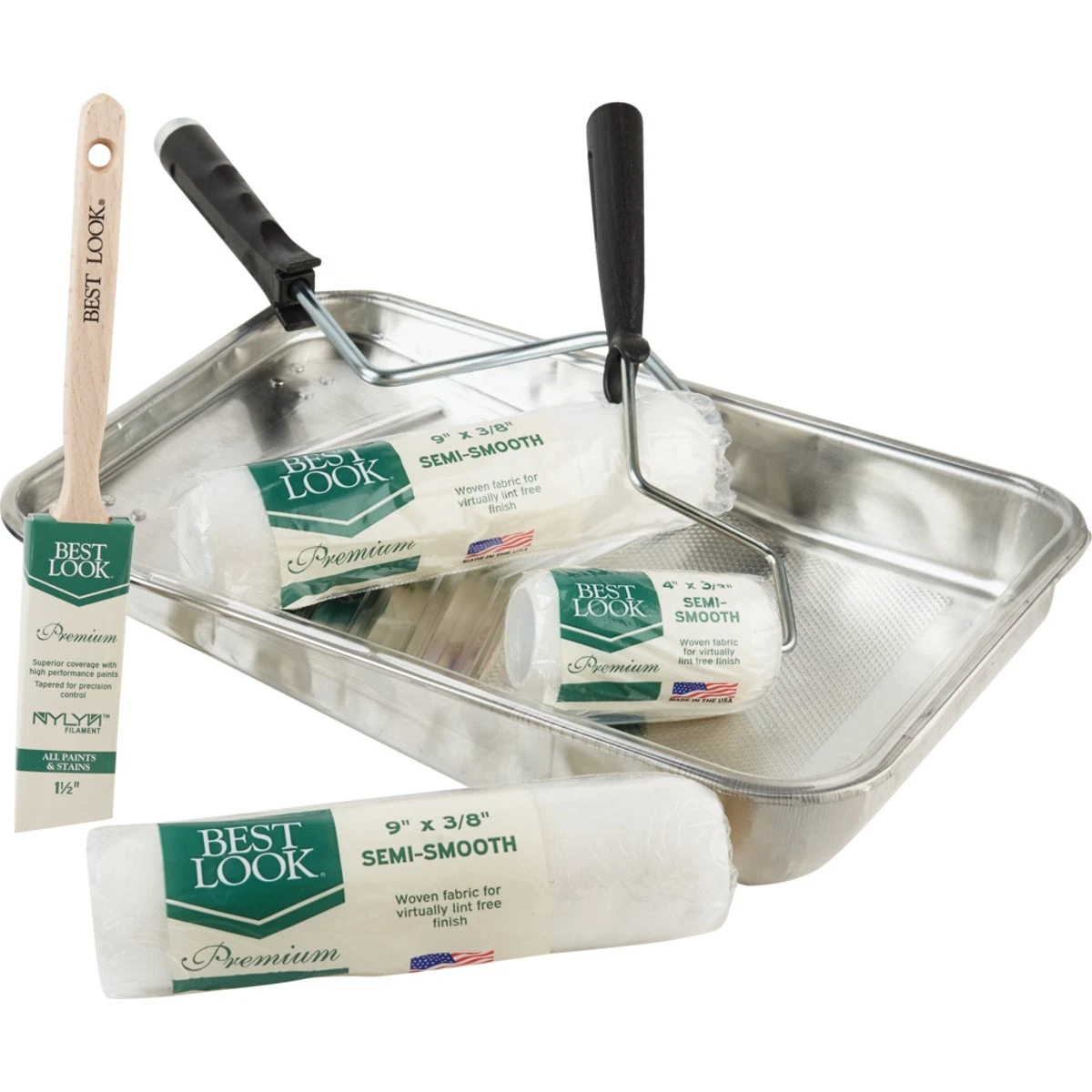 8-piece Roller & Tray Set With Woven Roller Covers And Angle Brush