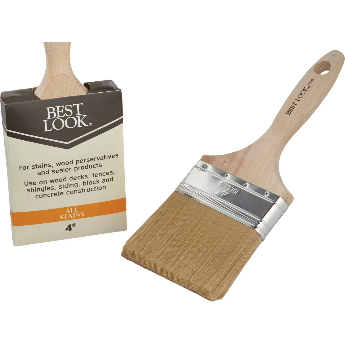 4 Inch Polyester Staining & Waterproofing Brush With Chiseled Trim