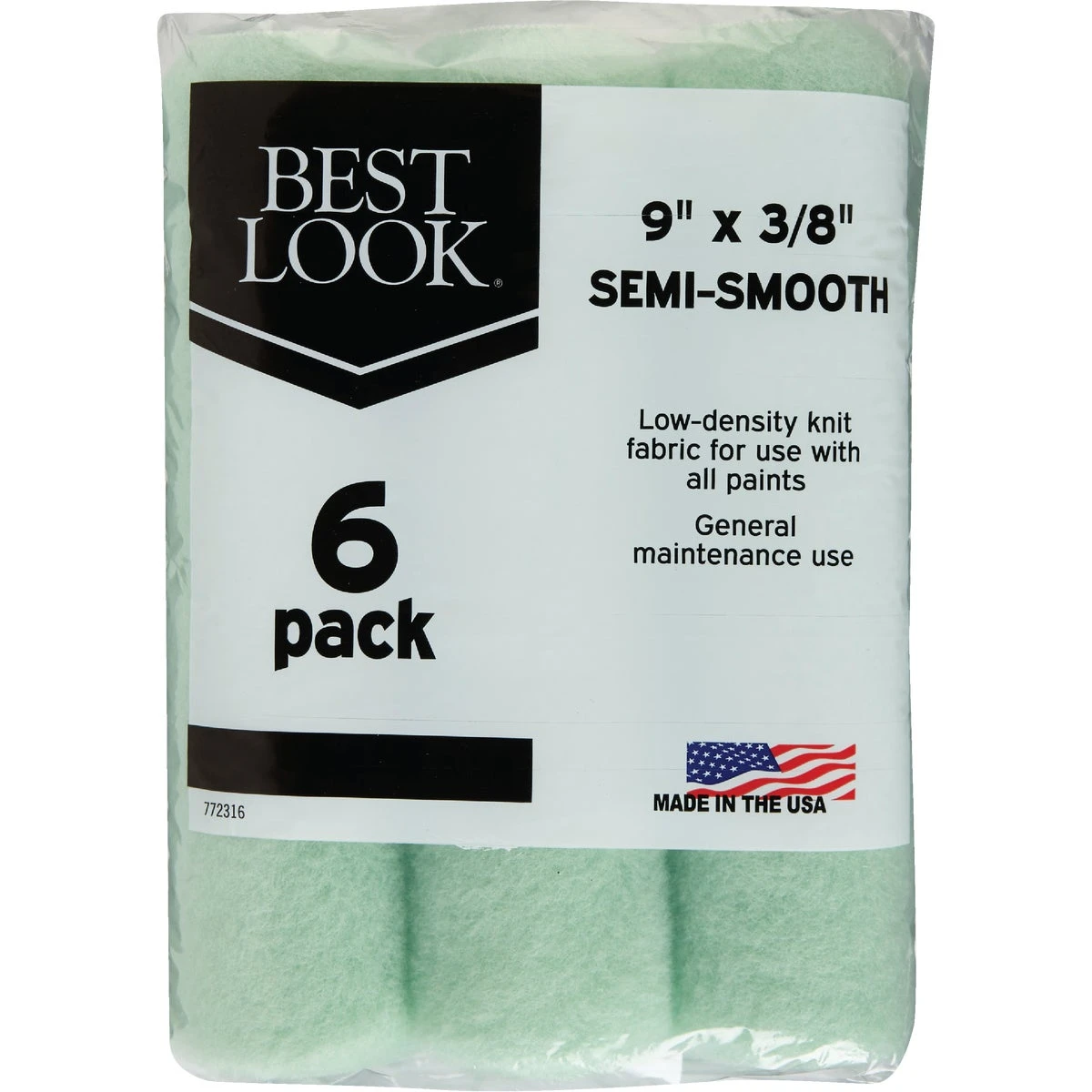 Best Look General Purpose 9 In. X 3/8 In. Knit Fabric Roller Cover (6-pack)